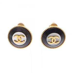 CHANEL Black Logo Earrings
